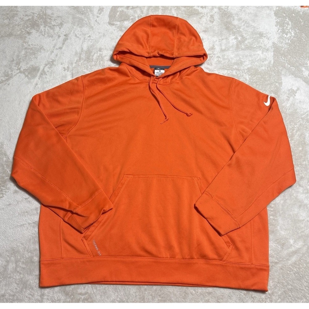 Nike Thermafit Safety Orange Hoodie Men's Size XL Pullover High Vis Sweatshirt